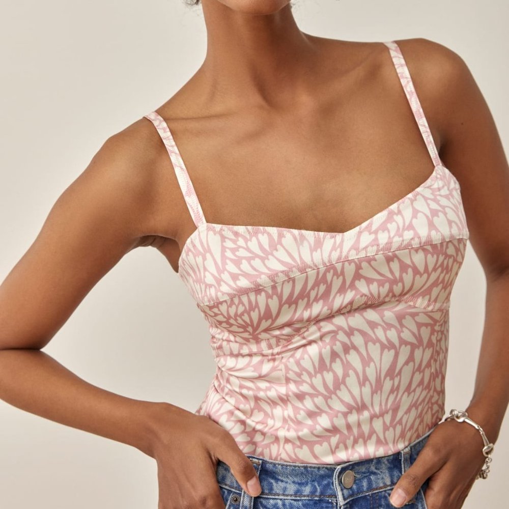 Reformation Pink and White Camisole